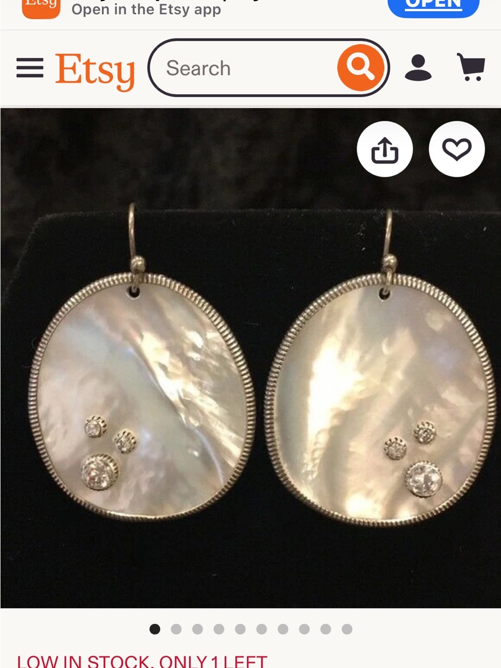 Silpada Mother-of-Pearl Drop Earrings with Clear Crystal Accents - White - Picture 4 of 5
